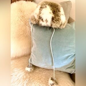 Cozy Faux Fur Hat with hanging faux fur Pom Poms